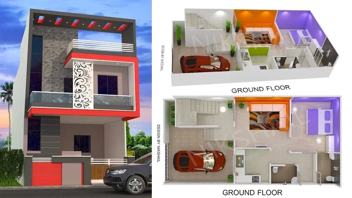 15 40 House Plan With Car Parking Floor Plan Layout